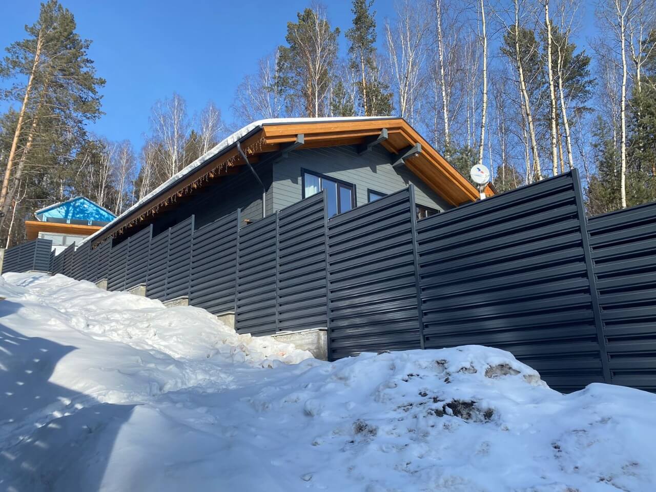 забор из штакетника 130м ral7024/7024 серый графит фото6 в Брянске