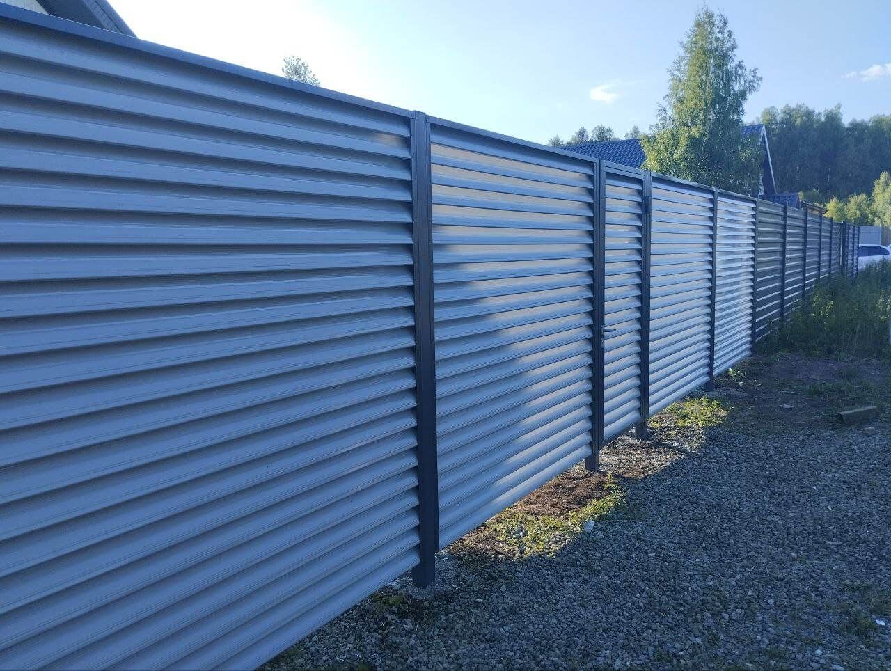 Забор из ламелей еврожалюзи 20м RAL7004 Серый в Брянске