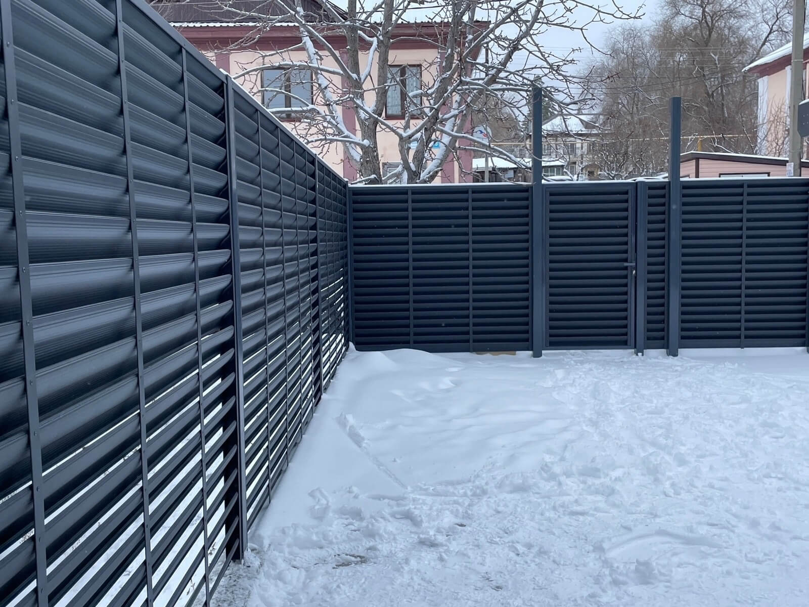 Забор-жалюзи 53м RAL7024/7024 Серый Графит двусторонний МАТТЕ фото 3 в Брянске