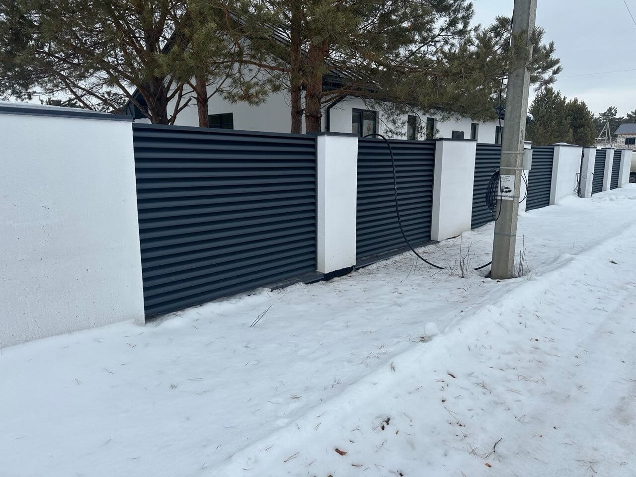 Забор-жалюзи 76м RAL7024/7024 Серый Графит двусторонний МАТТЕ фото 3 в Брянске