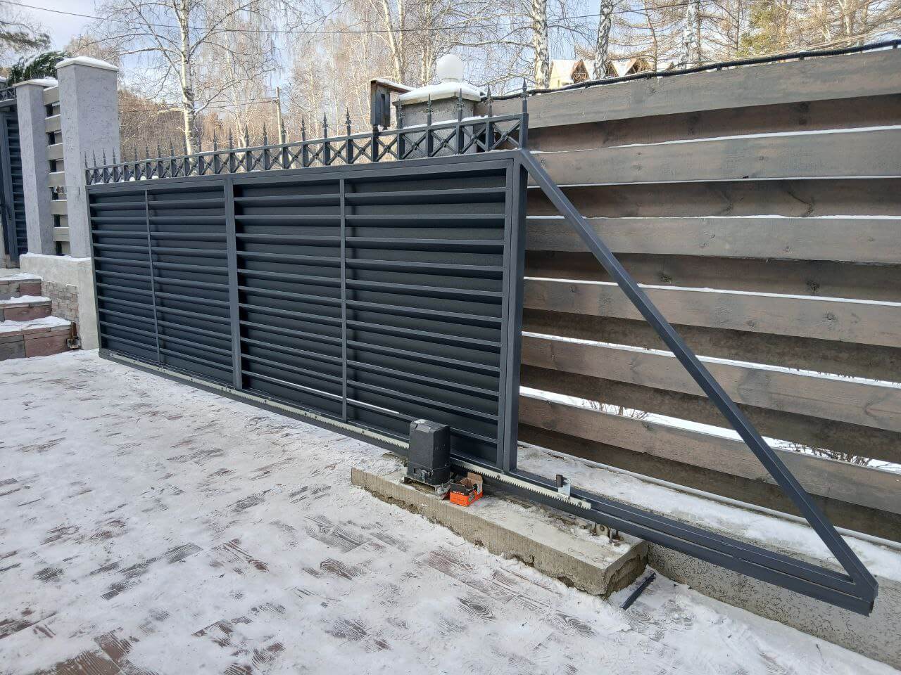 Входная группа из ламелей Хай-Тек RAL7024/7024 Серый Графит двусторонний МАТТЕ фото 23 в Брянске